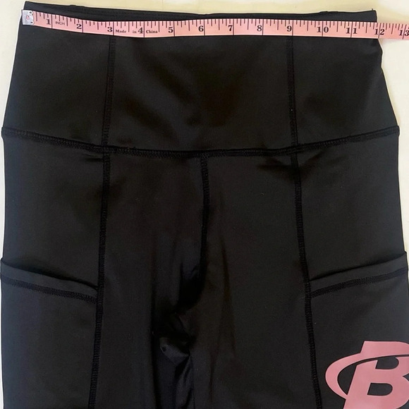 Bodybuilding Womens Athletic Gym Workout Leggings Black Pink‎ Pockets NWOT Small - Picture 6 of 8